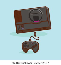 Simple game console and controller SE GA Genesis cartoon vector illustration Collection of game console concept icon isolated