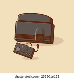 Simple game console and controller Turbo grafx16 cartoon vector illustration Collection of game console concept icon isolated