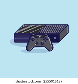 Simple game console and controller X box 1 cartoon vector illustration Collection of game console concept icon isolated