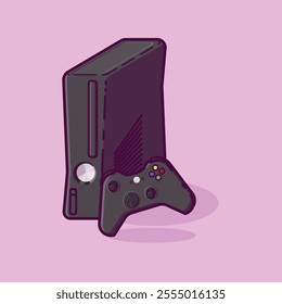 Simple game console and controller X box 360 cartoon vector illustration Collection of game console concept icon isolated