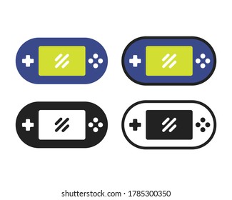 Simple game gadget icon collection in various styles. Set of handheld gaming. Sign of video game concept. Symbol of gaming isolated on white background. Flat vector graphic illustration. 02