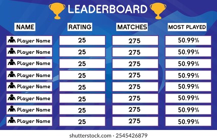 simple game leaderboard with abstract background vector template