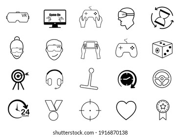 Conjunto de iconos de línea de juego simple