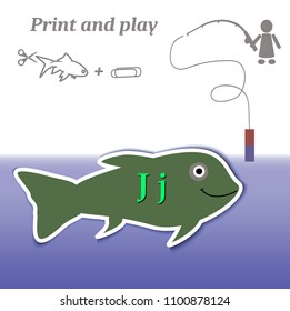 Simple game. Print and play. Education. Alphabet. Letters. Fishing.
