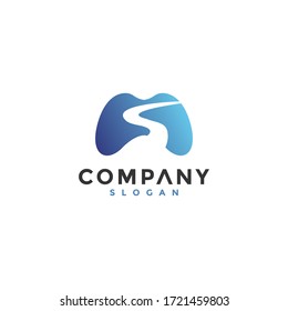 logotipos simples de palos de juego y giros por carretera