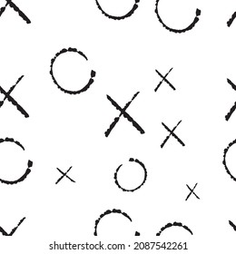 Simple game - X-O game.Hand drawn tic-tac-toe elements.Pattern