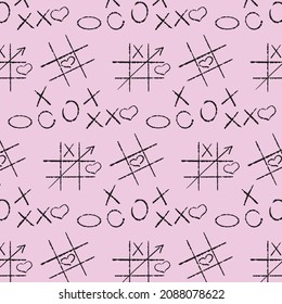 Simple game - X-O game.Hand drawn tic-tac-toe elements.Pattern