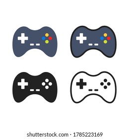 Sencilla colección de iconos de gamepad en varios estilos. Conjunto de joypad. Signo del concepto de videojuegos. Símbolo de juego aislado en fondo blanco. Ilustración gráfica vectorial plana. 