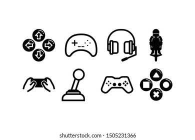 Simple gaming icon set with black solid style