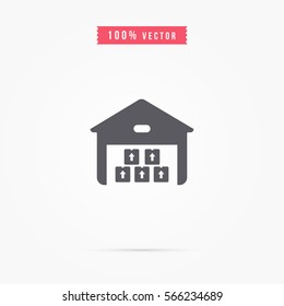 simple garage icon with box