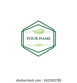 simple garden logo with leaf and your name