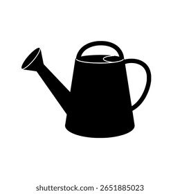 A simple gardening watering can shown as a solid black glyph icon. A minimalist symbol for plant care, farming, and horticulture.
