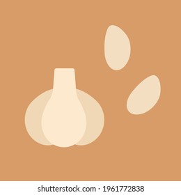 Simple Garlic Illustration, Flat Design