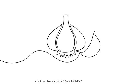 Simple garlic one line drawing modern minimalist continuous outline vector illustration design