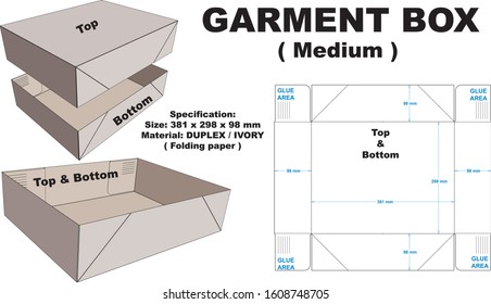 Simple garment box layout. Medium size.  Top & bottom become one layout.