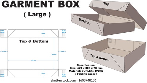 Simple garment box layout.  Size large.  Top & bottom become one layout.
