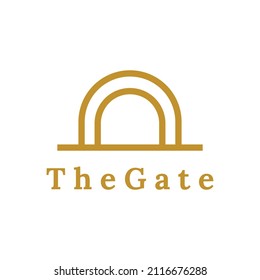 simple gate with gold lines vector logo design