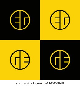 Simple EG and GE Letter Circle Logo Set, suitable for business with EG and GE initial.