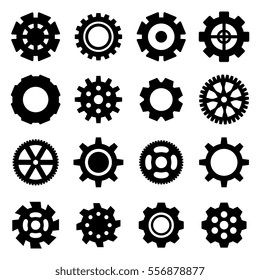 Simple Gear Or Cog Wheel Vector Icon. Machine, Technology, Equipment, Engine, Mechanism Sign. Idea, Settings, Development Progress Symbol Isolated