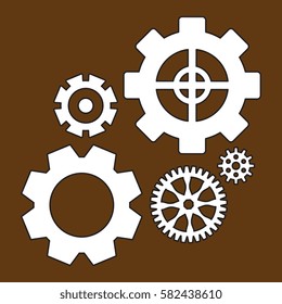 Simple Gear Or Cog Wheel Vector Icon. Machine, Technology, Equipment, Engine, Mechanism Sign. Idea, Settings, Development Progress Symbol Isolated