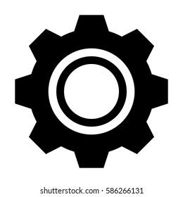 Simple Gear Or Cog Wheel Vector Icon. Machine, Technology, Equipment, Engine, Mechanism Sign
