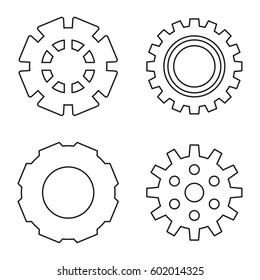 Simple Gear Or Cog Wheel Vector Icon. Machine, Technology, Equipment, Engine, Mechanism Sign. Idea, Settings, Development Progress Symbol Isolated