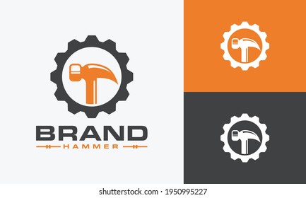 the simple gear hammer logo	