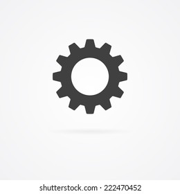 Simple gear icon with shadow on white background.