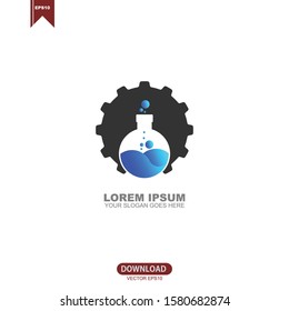 Simple gear lab logo vector design
