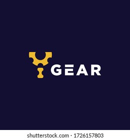 simple gear logo and initials y