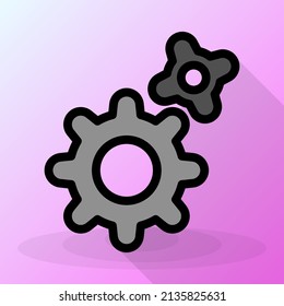 Diseño simple de engranajes o iconos de máquinas, ilustración vectorial con estilo de fondo de color, mejor utilizado para banner o aplicación web