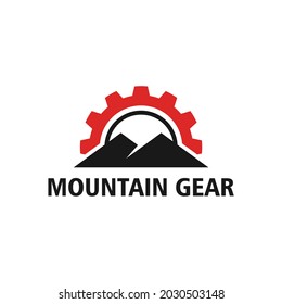 simple gear mountain logo design
