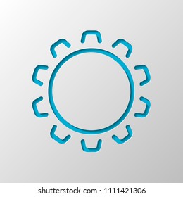 Simple gear or setting. Linear icon, thin outline. Paper design. Cutted symbol with shadow - Powered by Shutterstock - Get 15% off with code: PIKWIZARD15