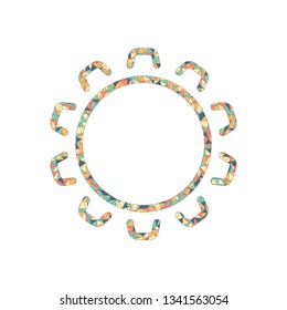 Simple gear or setting. Linear icon, thin outline. Colored mosaic with polygons