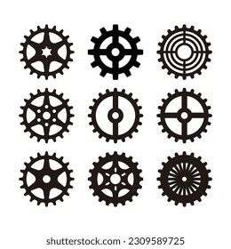 simple gear silhouette icon set, vector illustration