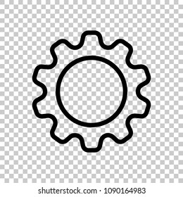 Simple gear symbol, Linear icon with thin outline. On transparent background.