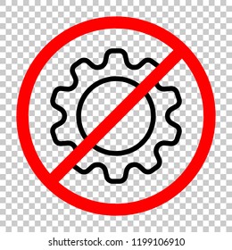 Simple gear symbol, Linear icon with thin outline. Not allowed, black object in red warning sign with transparent background - Powered by Shutterstock - Get 15% off with code: PIKWIZARD15