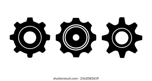 Simple gear wheel icon set isolated on white background.