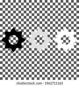 Simple gears set icon in black, white, grey, flat style, isolated on transparent background. Work concept. Mechanism logo. Machine symbol. For app, graphic design, Web site, UI, gui, ux. Vector EPS 10