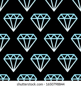 Piedras de gema simples azules y blancas sobre cristales de diamantes enmarcados con alambre negro, patrón transparente, fondo vectorial
