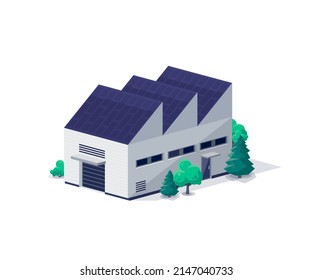 Simple general production industry factory exterior. Power station plant manufacture. Isolated vector illustration on white background. 