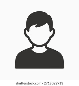 Ein einfaches, generisches und anonymes Silhouettensymbol, das Kopf und Schultern eines Mannes auf einfarbigem Hintergrund darstellt und einen Benutzer oder ein Profil darstellt.