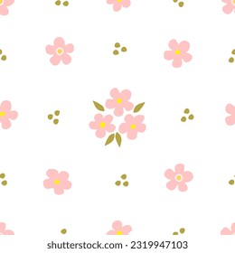 Simple suave y sereno vector floral sin fisuras. Flores rosas en un fondo blanco. Para impresiones de tela, productos textiles.