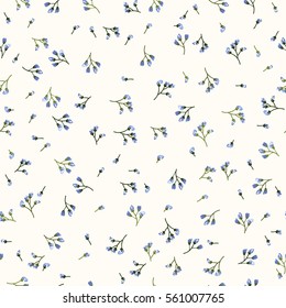 Simple gentle pattern in small-scale flower buds. Millefleurs. Liberty style. Floral seamless background for textile or book covers, manufacturing, wallpapers, print, gift wrap and scrapbooking.