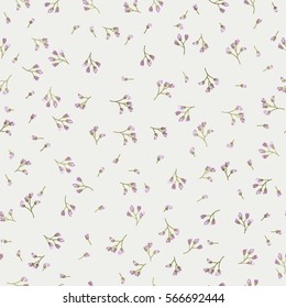 Simple gentle pattern in small-scale flower buds. Millefleurs. Shabby chic. Liberty style. Floral seamless background for textile or book covers, wallpapers, print, gift wrap and scrapbooking.