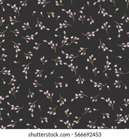 Simple gentle pattern in small-scale flower buds. Millefleurs. Shabby chic. Liberty style. Floral seamless background for textile or book covers, wallpapers, print, gift wrap and scrapbooking.