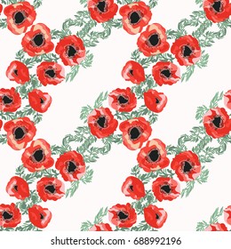 Simple gentle pattern in small-scale poppy flower. Millefleurs. Country style. Floral seamless background for textile or book covers, manufacturing, wallpapers, print, gift wrap and scrapbooking.