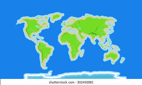 simple geo world map with mountains and rivers