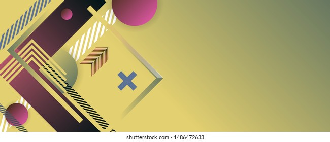 Simple geometric abstract final sale banner vector banner design. Sand yellow tint color creative 3d universe with lines, dots, gradients