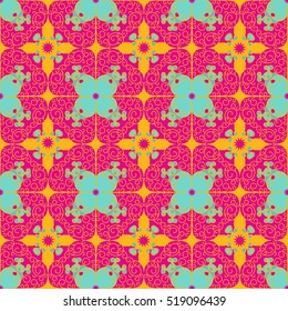 Simple geometric abstract patterns in oriental style. Bright colors. For print, textile, Wallpaper, covers. Recommended for use in clothing and interiors.